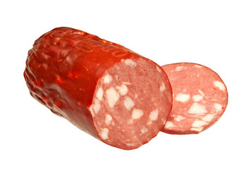 Smoked sausage isolated on white background
