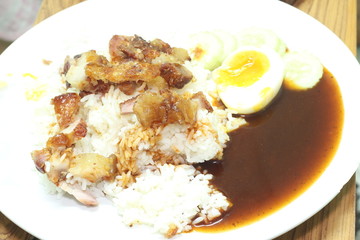 Rice with roasted pork