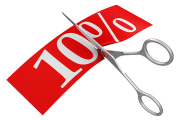 Scissors and 10% (clipping path included)