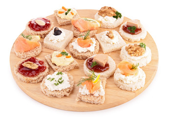 isolated assortment of canape,toast