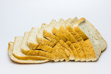 Whole wheat Bread on white background