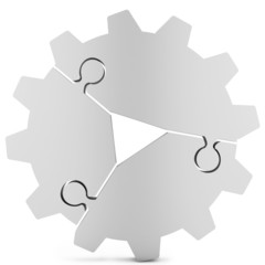 3d  teamwork and success concept , gear from puzzle pieces