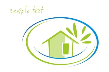 Home , leaves, green icon, business logo design