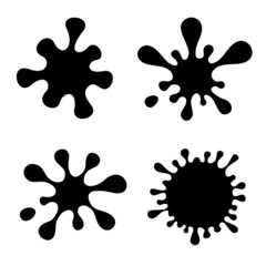 Four black blot set on white background