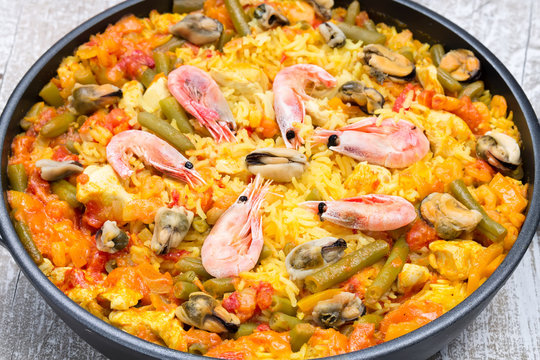 Paella with seafood