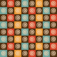 Retro spiral and square pattern background stock vector