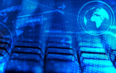 Keyboard with glowing icons