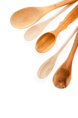 Different kinds of wooden kitchen utensils