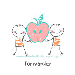 forwarder is holding an apple
