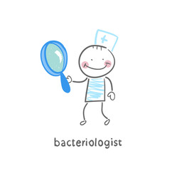 bacteriologist with a magnifying glass