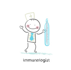 immunologist keeps thermometer