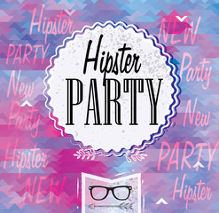 Hipster background made of triangles on the Hipster party in pur