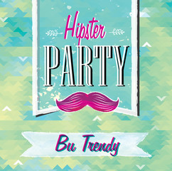 Hipster background made of triangles on the Hipster party in gre