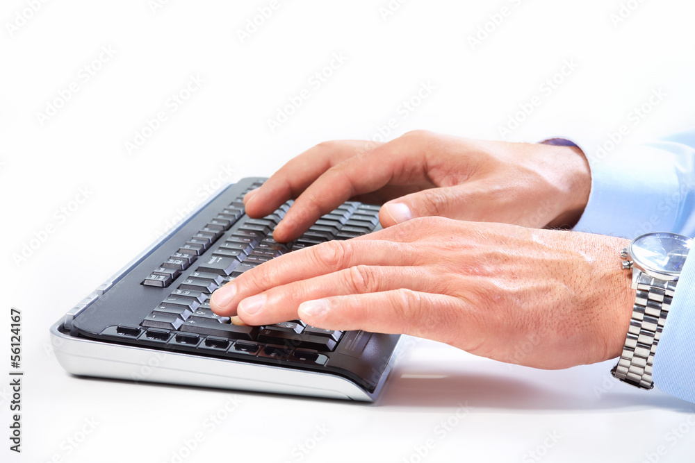 Leinwandbilder hands with a computer keyboard.