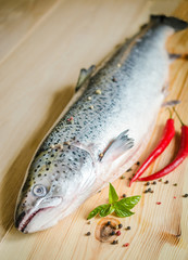 Fresh salmon with spices