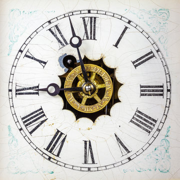 Vintage weathered white clock face