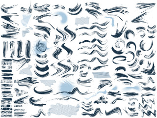 vector ink brush strokes set