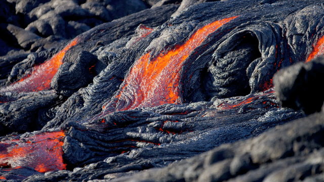 Destructive Flow Kilauea Volcanic Lava Close Up