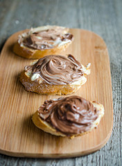 Slices of bread with chocolate cream