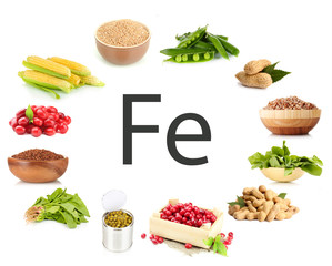 Collage of products containing iron