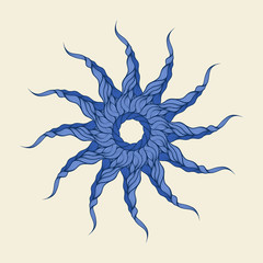 Vector background blue long curls hair or rope