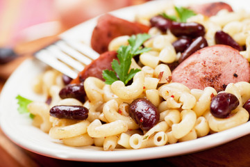 Pasta with beans and sausage