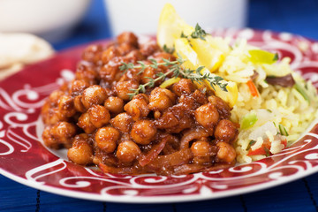 Chana masala with rice