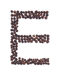 letter E made of pepper