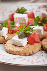 Canape with caper and cheese
