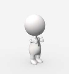 3d man White showing thumbs up
