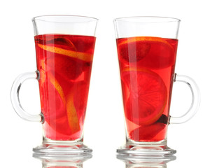 sangria in glasses, isolated on white