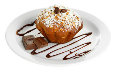 Tasty muffin cake with powdered sugar