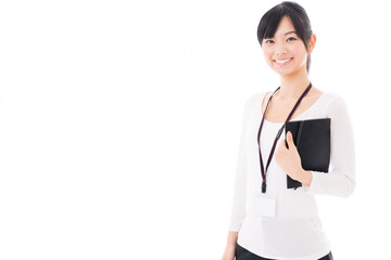 young asian businesswoman on white background