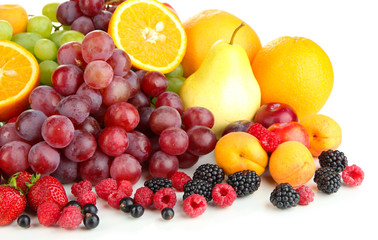 Fototapeta na wymiar Fresh fruits and berries isolated on white