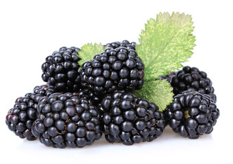 Sweet blackberries isolate on white