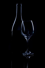 Wine bottle and glass.