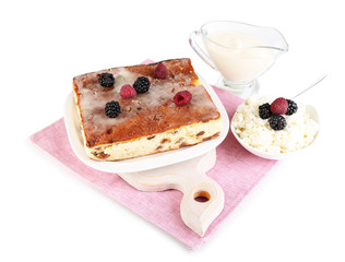 Cheese casserole with raisins