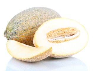 Ripe melon isolated on white