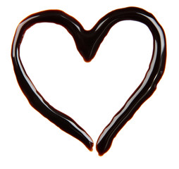 Heart made from chocolate syrup, isolated on  white