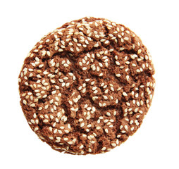 Homemade cookie with sesame seeds, isolated on white