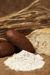 Fototapeta na wymiar flour and bakery products