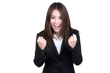 Attractive business woman Success suit isolated