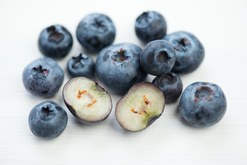 Macro food: blueberries, studio shot