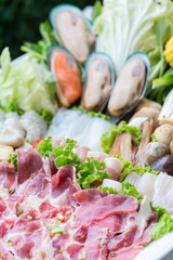 freshness raw pork on white dish