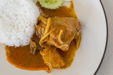 Thai food, Chicken massaman curry with  rice
