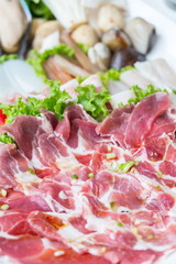 freshness raw pork on white dish