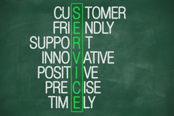 Obraz premium customer service concept on blackboard