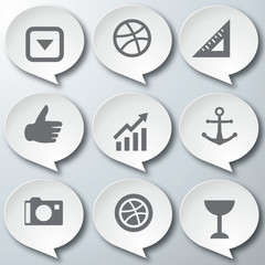 White 3d icons 3d icons set icon collection vector illustration