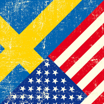 USA and swedish grunge Flag