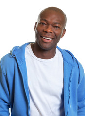 African man laughing after workout